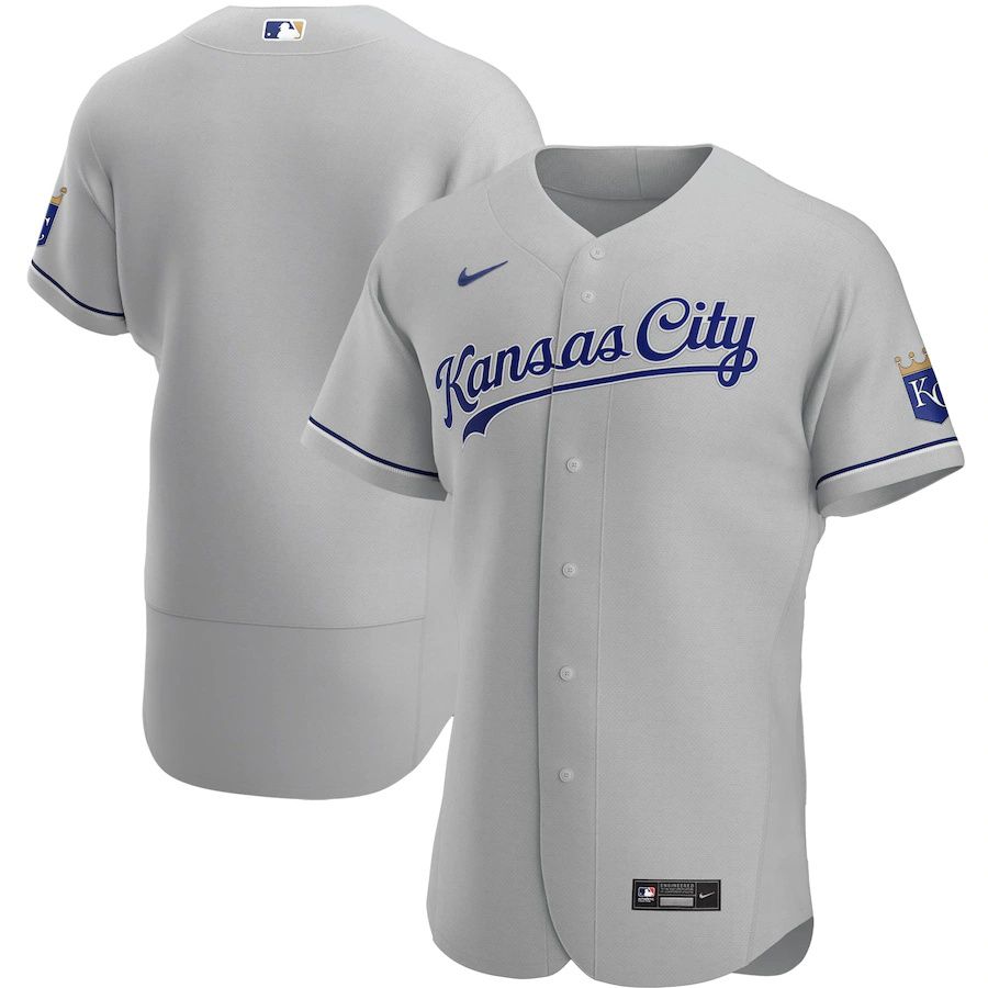 Mens Kansas City Royals Nike Gray Road Authentic Team MLB Jerseys->kansas city royals->MLB Jersey